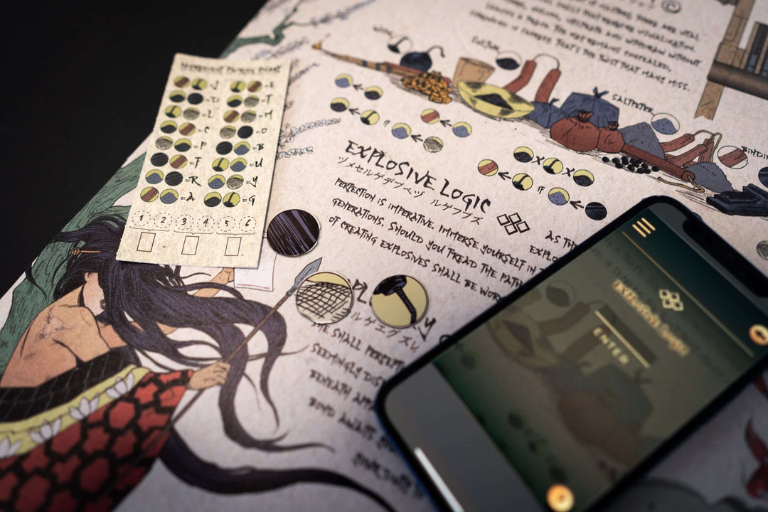 Shinobi: The Ninja Scroll Games Night in an envelope and tabletop Escape Room Game. Similar to an Exit Game. Same genre as murder mystery.