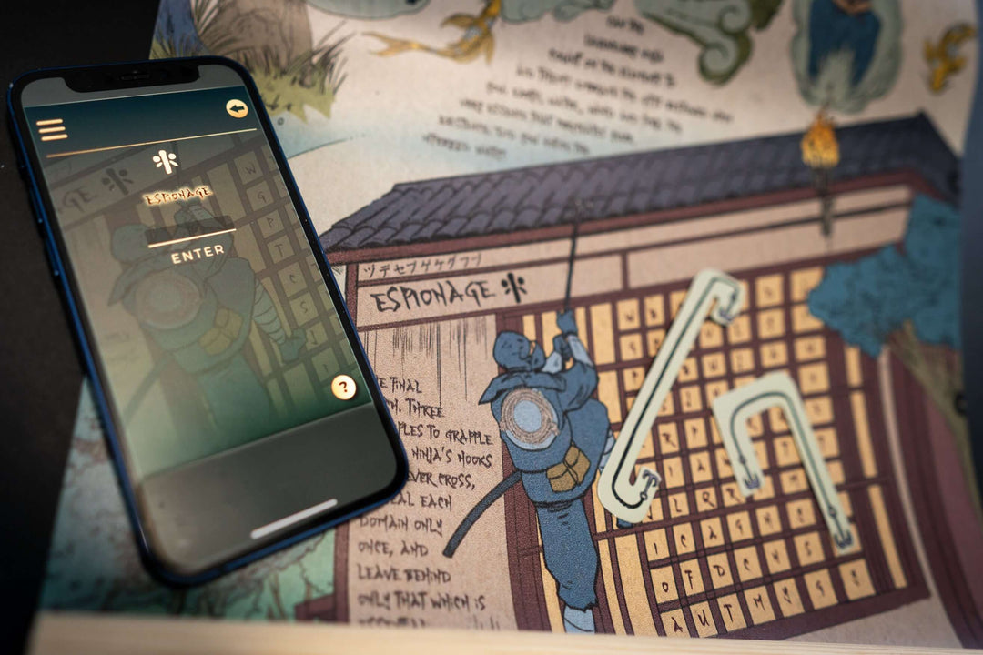 Shinobi: The Ninja Scroll Games Night in an envelope and tabletop Escape Room Game. Similar to an Exit Game. Same genre as murder mystery.