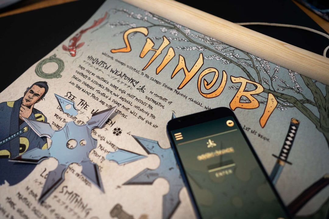 Shinobi: The Ninja Scroll Games Night in an envelope and tabletop Escape Room Game. Similar to an Exit Game. Same genre as murder mystery.