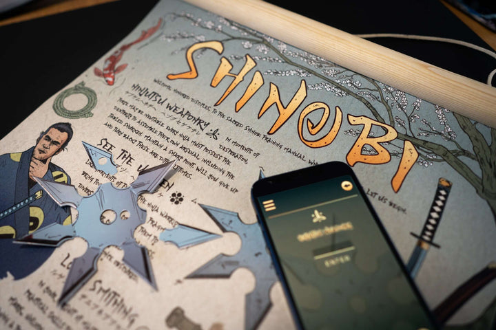 Shinobi: The Ninja Scroll Games Night in an envelope and tabletop Escape Room Game. Similar to an Exit Game. Same genre as murder mystery.