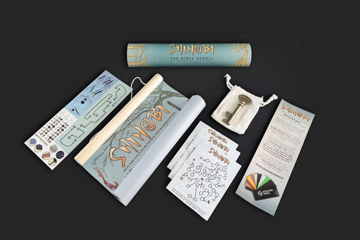 Shinobi: The Ninja Scroll. Games Night in an envelope and tabletop Escape Room Game. Similar to an Exit Game. Same genre as murder mystery.