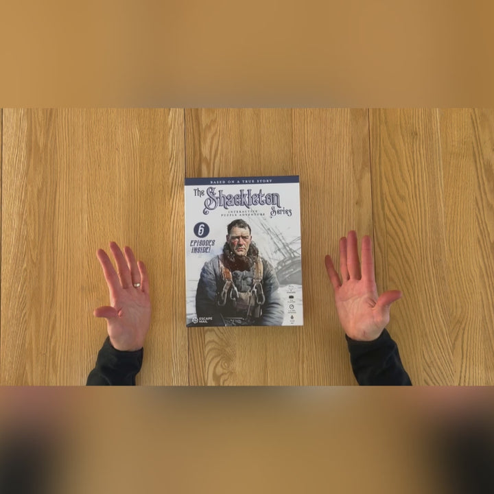 Unboxing The Shackleton Series. Games Night in an envelope and tabletop Escape Room Game. Similar to an Exit Game. Same genre as murder mystery.
